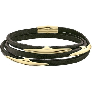 Shaun Leane Multi Arc 18ct Gold Plated Sterling Silver Brown Leather Wrap Bracelet D - M