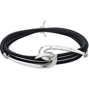 Shaun Leane Hook Sterling Silver Black Leather Bracelet - L