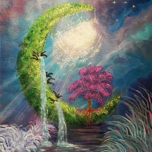 Shellie's Studio Moon River & Tree Acrylic Painting