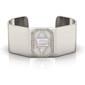 Shimmer by Cindy Rhodium Plated Art Deco Cuff Bracelet