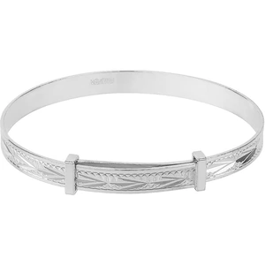 Silver Classic Sterling Silver Childrens Expandable Diamond-cut Bangle BC41 1DCB