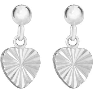 Silver Classic Sterling Silver Diamond-Cut Heart Dropper Earrings 8.58.4929