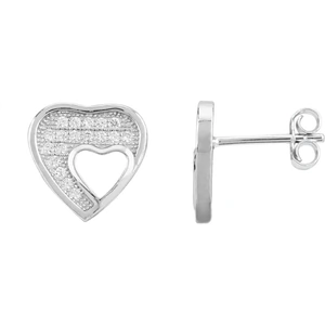 Silver Sparkle Silver Pavé Cut-Out Heart Stud Earrings E612067