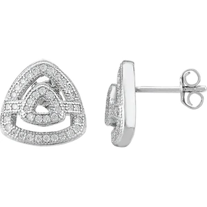 Silver Sparkle Silver Pavé Open Triangle Stud Earrings E611952