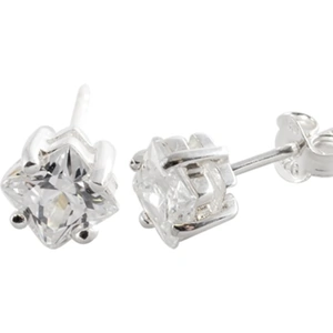 Silver Sparkle Silver 5mm Square Cubic Zirconia Stud Earrings 8-58-3319