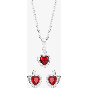 Silver Sparkle Silver Blue Cubic Zirconia Wrapped Heart Pendant and Earring Set E614598+E614598-P