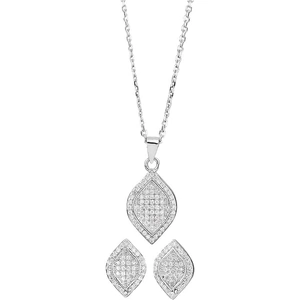 Silver Sparkle Silver Pavé Marquise Pendant and Earring Set E611511+P611526