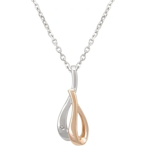 Silver Sparkle Two-Tone Looping Ribbons Pendant DP339CRG0.5(T)