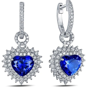 Silver Yulan Heart Tanzanite Diamond Earrings