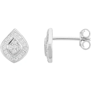 Simplicity by TJH Collection Silver Pavé Cushion Stud Earrings E610666