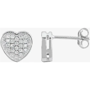 Simplicity by TJH Collection Silver Pavé Heart Stud Earrings E611718