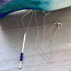 Simply Sterling Designs Sterling Silver Long Lapis Wrapped Stick Necklace