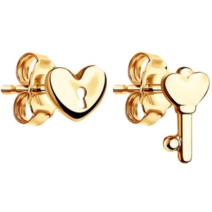Ladies Sokolov 14ct Gold Talisman Heart Stud Earrings