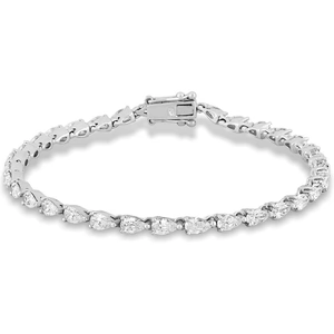 Starbright Silver Pear-Cut Cubic Zirconia 7.5" Tennis Bracelet B867 3A