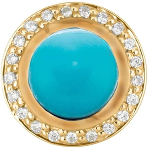 Story Gold Plated Clear Cubic Zirconia Round Turquoise 5408900