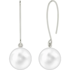 StyleRocks Long Drop White Pearl 9kt White Gold Earrings
