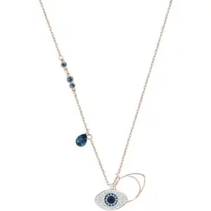 Swarovski Evil Eye Rhodium Rose Gold Blue Crystal Necklace