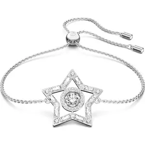 Swarovski Stella Rhodium Plated White Crystal Star Adjustable Bracelet