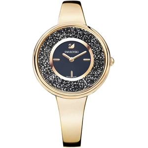 Swarovski Crystalline Pure Rose Gold Tone Black Bracelet Watch 5295334