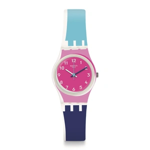 Swatch Attraverso Blue Strap Pink Case Ladies Watch LW166