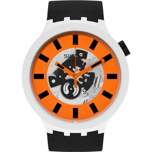 Swatch Orack Quartz Movement Orange Dial Silicone Strap Watch SB03M104