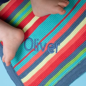 That's mine Cosatto Personalised Knitted Multi-Colour Stripe Blanket