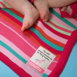 That's mine Cosatto Personalised Knitted Pink Stripe Blanket
