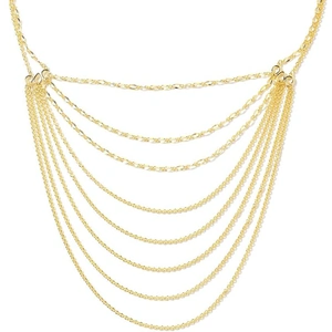 The Jewellery Channel Lucy Q Yellow Gold Overlay Sterling Silver Multi Strand Necklace (Size 18 and 5 inch Extender), Silver wt 19.88 Gms