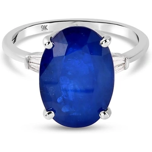 The Jewellery Channel 9K White Gold AA Diffused Blue Spinel and Diamond Ring 6.64 Ct