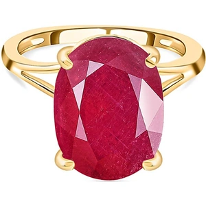 The Jewellery Channel 9K Yellow Gold AA African Ruby Solitaire Ring 8.81 Ct