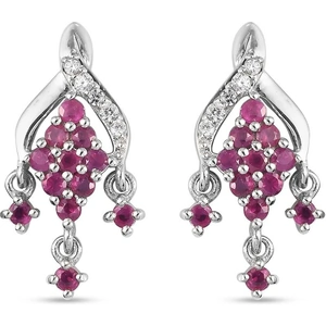 The Jewellery Channel Ruby and Natural Cambodian Zircon Earrings (with Push Back) in Platinum Overlay Sterling Silver