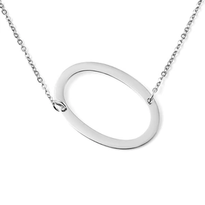 The Jewellery Channel Inital O Necklace (Size - 20) in Stainless Steel