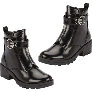 The Jewellery Channel Manchester Closeouts Buckle Seam Zip Boot (Size 8) - Black