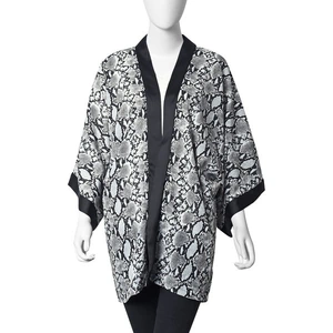 The Jewellery Channel Python Pattern Kimono (Size 83.8x71.1 Cm) - White and Black Colour (One Size Fits All)