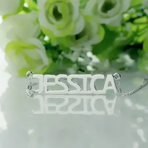 Block Letter Name Necklace Silver - jessica - The Name Jewellery™