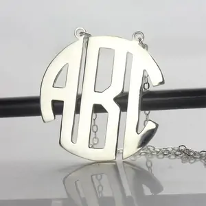 Sterling Silver Block Monogram Pendant Necklace - The Name Jewellery™