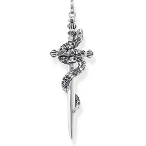 Thomas Sabo Rebel at Heart Black Cubic Zirconia Sword with Snake Pendant in Sterling Silver