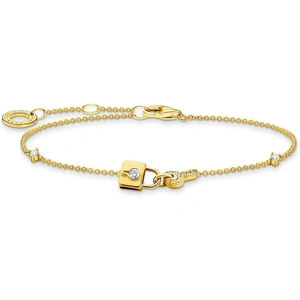 THOMAS SABO 18ct Yellow Gold Plated & Cubic Zirconia Lock with Key Bracelet A2040-414-14-L19V