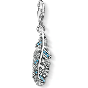 THOMAS SABO Sterling Silver Oxidised Turquoise Feather Charm 1774-667-17
