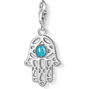 THOMAS SABO Silver Synthetic Turquoise Hand of Fatima Charm 1052-404-17
