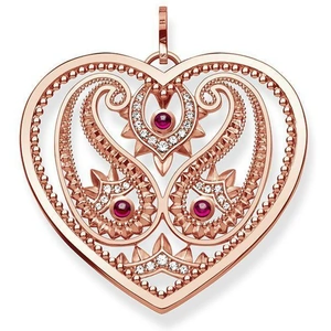 Thomas Sabo Glam And Soul Rose Gold Corundum Paisley Design Heart Pendant D