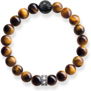 Thomas Sabo Rebel at Heart Tiger's Eye & Obsidian Beaded Bracelet with Sterling Silver
