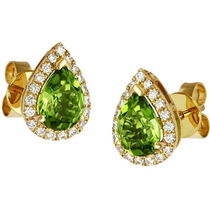 Tivon Fine Jewellery 18ct Yellow Gold 2.52ct Peridot Diamond Stud Earrings