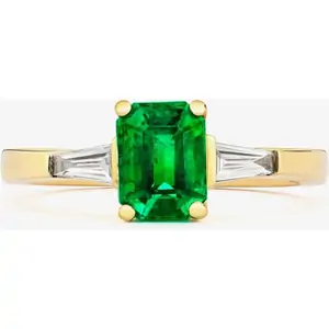 Tivon 18ct Yellow Gold Emerald-Cut Colombian Emerald & Diamond Ring RY-1071-EM M1/2