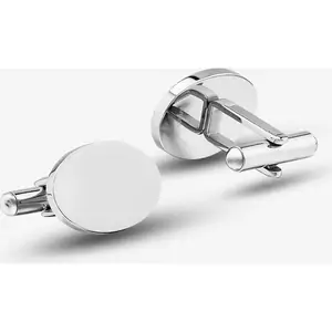 TJH Collection Stainless Steel Plain Oval Cufflinks OSC-069S