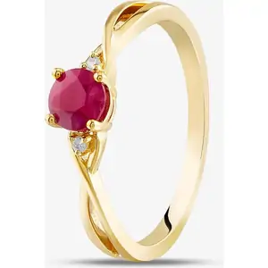 TJH Collection 9ct Yellow Gold Ruby & Diamond Crossover Ring OJR1702-R L