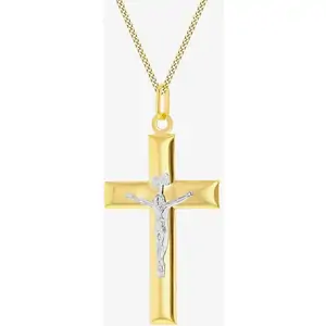 TJH Collection 9ct Two Colour Crucific Pendant Necklace 2.64.3150