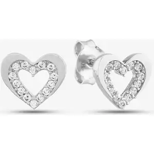 TJH Collection 9ct White Gold Cubic Zirconia Open Heart Stud Earrings E1625W