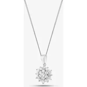 TJH Collection Sterling Silver Cubic Zirconia Large Round Cluster Necklace 247/222 8.13.0034