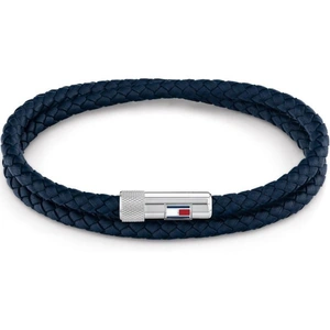 Gents Tommy Hilfiger Jewellery Blue Leather Double Wrap Bracelet